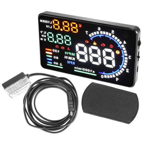 Unique Bargains Auto Obdii Hud Multi-function Digital Gauge Kmh Mph Digital  Speedometer Oil Temperature Gauge Battery Voltage Tester Scanner 1pcs :  Target