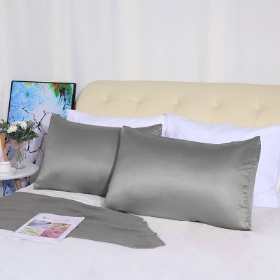4 Pcs Queen 20"x30" Silk Satin Luxury Cooling Pillowcase Grey - PiccoCasa