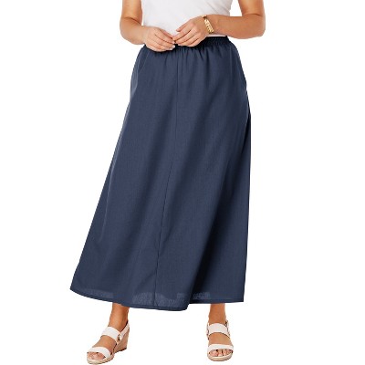 Jessica London Women's Plus Size Linen Maxi Skirt - 14 W, Blue : Target