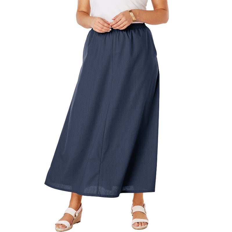 Jessica London Women's Plus Size Linen Maxi Skirt, 1 of 2
