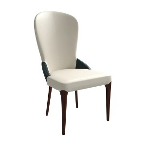 LeisureMod Leather Dining Chair Kitchen Room Side Chairs with Rubberwood Legs Havana Series - 1 of 4