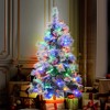 Whisen 4FT Pre-Lit Snow Flocked Artificial Christmas Tree with LED Lights and Pine Cones for Holiday Décor - White+Green - 2 of 4