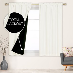 Deconovo ModernLuxury BlackOut RodCurtains For LivingRoom or BedRoom，Easy Clean,2Panels - 1 of 4