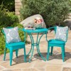 VisioGear Patio Bistro Sets, 3 Pieces Patio Dining Sets with Metal Table Top for Backyard or Poolside, Teal, 24.25"*24.25"*30" - 4 of 4