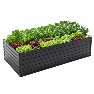VisioGear Raised Garden Bed Kit, Rectangular Deep Root Planters for Outdoor Plants Vegetables Flowers Herb, 481Gal Capacity, Black, 94.3"*47.2"*25"