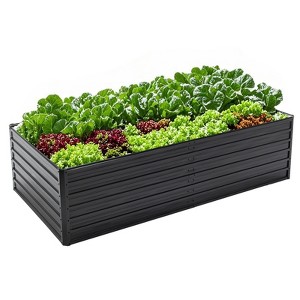 VisioGear Raised Garden Bed Kit, Rectangular Deep Root Planters for Outdoor Plants Vegetables Flowers Herb, 481Gal Capacity, Black, 94.3"*47.2"*25" - 1 of 4