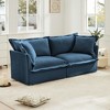 2-Seater Chenille Slipcovered Deep Seat Sofa Couch with Detachable Cover and High Back Pillows - 3 of 4