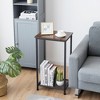 Costway 2-Tier Industrial Side End Accent Telephone Table w/Mesh Shelf Rustic Brown - image 2 of 4