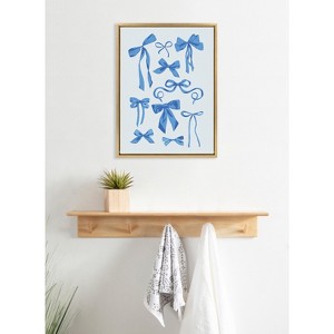 Kate & Laurel All Things Decor 18"x24" Sylvie Blue Bows Framed Canvas by Honey Island Studio Bright Gold - 1 of 4