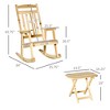 2 Pieces Wood Patio Bistro Set, Outdoor Rocking Chair Set with Armrests and High Back Rocking Chair and Portable Side Table, for Indoor, Outdoor - 3 of 4