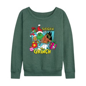 Women's - Dr. Seuss -  Lightweight French Terry Wide Neck Long Sleeve Shirt - 1 of 4