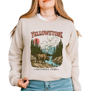 Simply Sage Market Yellowstone National Park Buffalo Sweatshirt - 2XL - Dust - 1 of 4