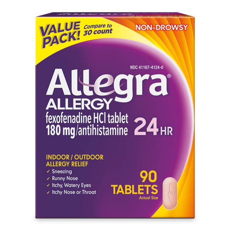 Allegra Fexofenadine 24 Hour Allergy Relief Tablets - 90ct, 1 of 10