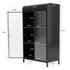 47.6" Tall Metal Storage Cabinet with Glass Doors,4-Tier Display Sideboard Buffet for Kitchen or Living Room-The Pop Home - 4 of 4