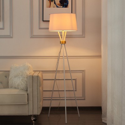 Aukfa 63.2" Modern Tripod Floor Lamp with Linen Shade – Adjustable & Easy to Assemble for Living Room, Bedroom & Office