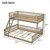 RISOKEYS Twin XL Over Queen Bunk Bed - Wooden Bunk Bed with Inclined Ladder, No Box Spring Needed for Dormitory and Bedroom - Walnut - 3 of 4