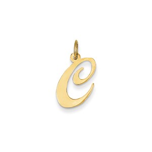 Black Bow Jewelry 14k Yellow Gold Ella Collection Small Fancy Script Initial Pendant A-W - 1 of 4