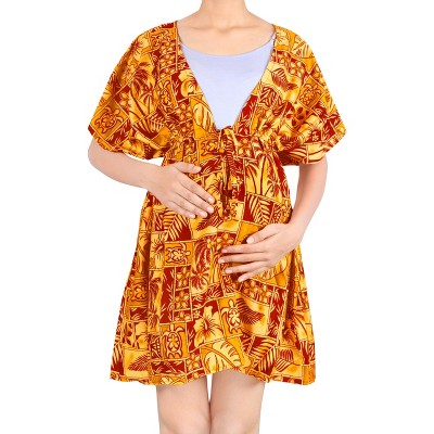 LA LEELA Women's Summer Beachwear Bathing Suit Wraps Loose Swing Swimsuit Cover Ups Tops for Women X-Large-XX-Large Red, Floral