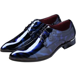 Santimon Dress Shoes Pointed Toe Floral Patent Leather Lace Up Oxfords - 1 of 4