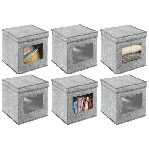 mDesign Fabric Stackable Cube Storage Organizer Box, 6 Pack, Gray