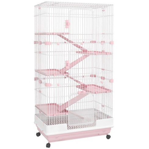 Pawhut 2-level Hamster Cage Rodent Gerbil House Mouse Mice Rat Habitat  Metal Wire With Exercise Wheel, Play Tubes, Water Bottle, Food Dishes &  Ladder : Target