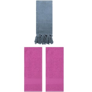 REGALWOVEN 3 Packs Solid Textured and Tassels Soft Absorbent Decorative Hand Towel - 1 of 4