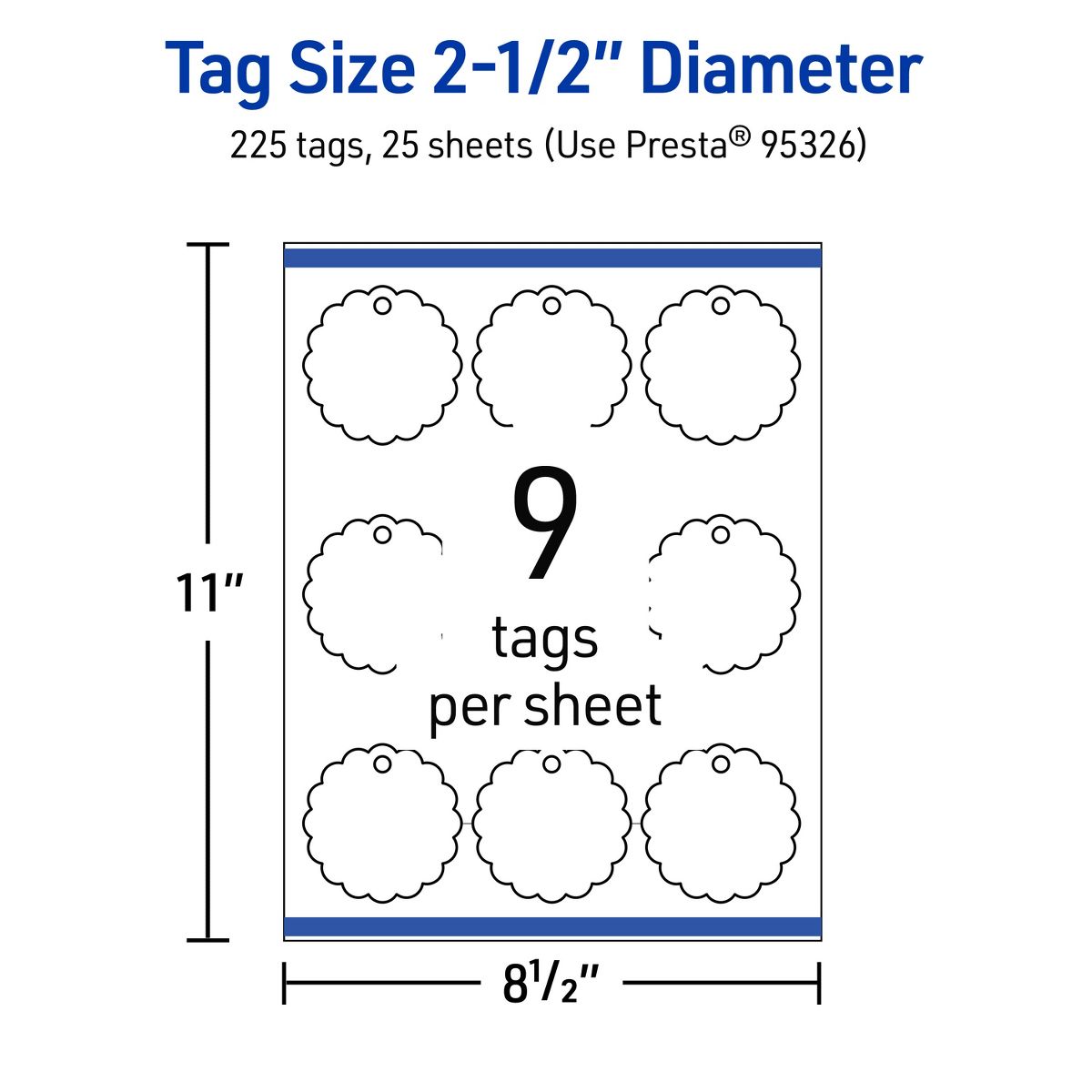 2-1/2" Diameter Round Scalloped Edge, Glossy White Printable Tags - thumbnail 5