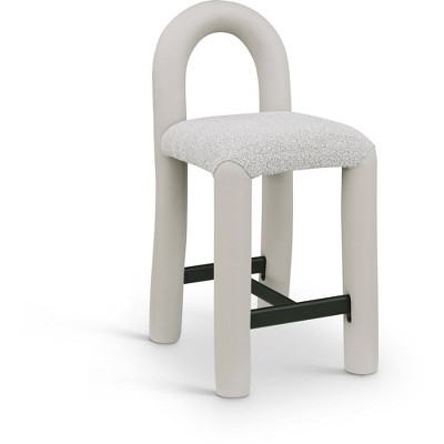 Meridian Furniture,Amari Vegan Leather and Boucle Fabric Stool