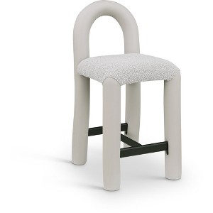 Meridian Furniture,Amari Vegan Leather and Boucle Fabric Stool - 1 of 4