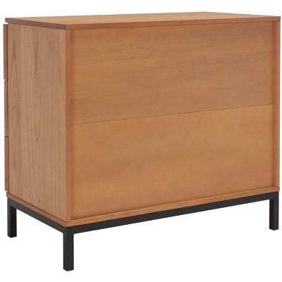 Natural Rattan and Black 3-Drawer Chest