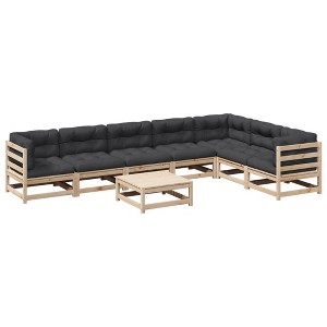 vidaXL - Patio Sofa Set with Cushions Modular Outdoor 8 Piece Solid Pine Wood Garden Furniture - Waterproof Design - 1 of 4