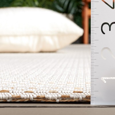 Ivory and Natural Flat Woven Rectangular Rug