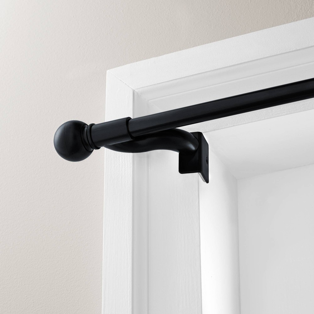 Photos - Curtain Rod / Track 48"-84" Twist and Shout Easy Install Curtain Rod Matte Black - Room Essentials™: No Drill Tension Rod, Steel