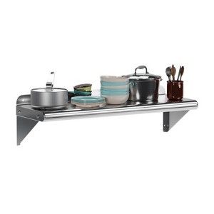 Stainless Steel Shelf, Wall Mounted Shelf - Heavy Duty Commercial Storage Rack, Metal Floating Shelves for Kitchen, Garage, Utility Room - 1 of 4