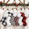 Buffalo Plaid Stockings Set 6 Large Traditional Red and Black Xmas Stockings Mantel Fireplace Hanging Decor Holiday Indoor 20 Inch - 3 of 4