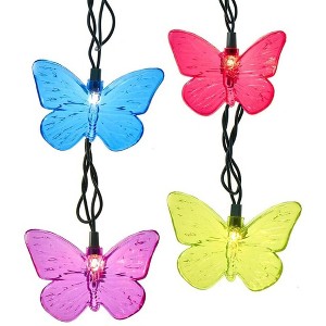 Kurt Adler Indoor/Outdoor Novelty Light Set, 10 UL Listed Incandescent Bulbs, Butterfly, Multicolored, 11.5ft - 1 of 4