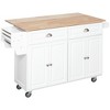 NicBex Mobile Kitchen Island Cart Morden Kitchen Carts on Wheels with Storage, 2 Cabinets and 2 Drawers for Dining Rooms, White - 3 of 4
