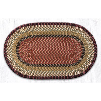 Earth Rugs Burgundy & Mustard Oval Braided Rug – Handcrafted Jute, Rustic Farmhouse Style Rug for Entryway or Kitchen