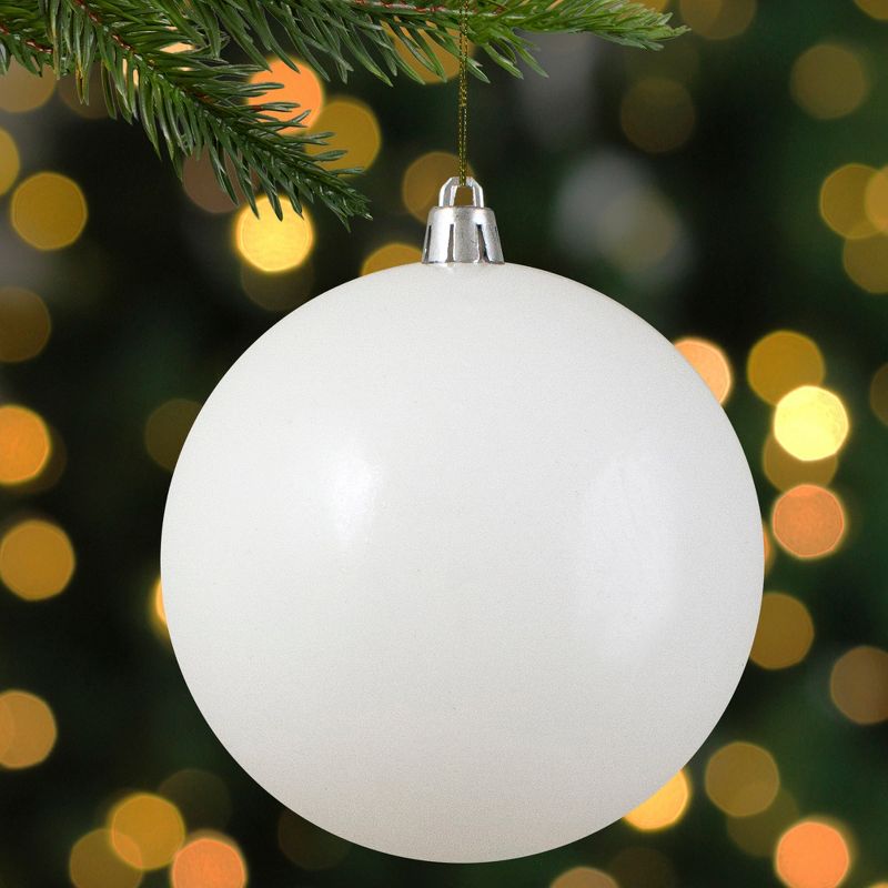 Northlight 4" Shatterproof Shiny Christmas Ball Ornament - White, 3 of 4