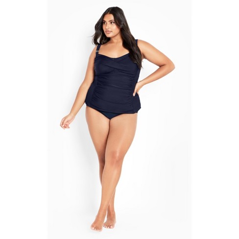 AVENUE | Women's Plus Size Twist Tankini Top - navy - 22W