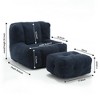 Cesicia 36.6 in-W x 38.6 in-D x 30.1 in-H Black Velvet Bean Bag Seats With Ottoman - 4 of 4