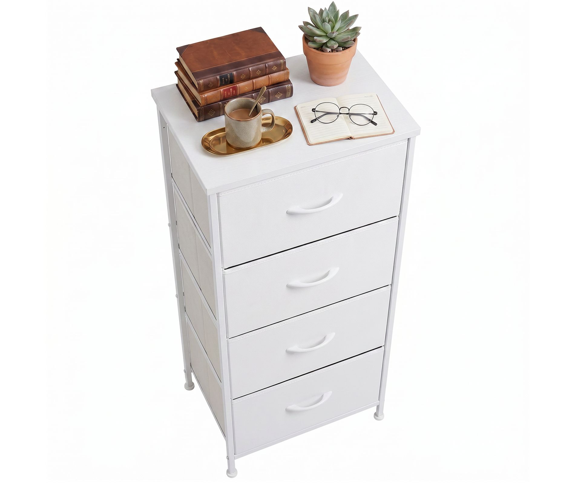Alvantor 2/4-Drawer Dresser with Metal Frame & Wood Top, Fabric Storage Organizer, Black/Gray/Brown/White