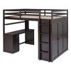 Okak Full Size Wood Bunk Bed with Built-in Wardrobe, Storage Drawers, Loft Bunk Bed with Desk for Teens, Easy Assemble, Espresso - 3 of 4