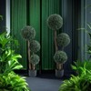 45 Inch Topiary Trees Artificial Outdoor Set of 2,Faux Ball Topiary Trees with Triple Balls for Indoor and OutdoorHome Decor - 3 of 4