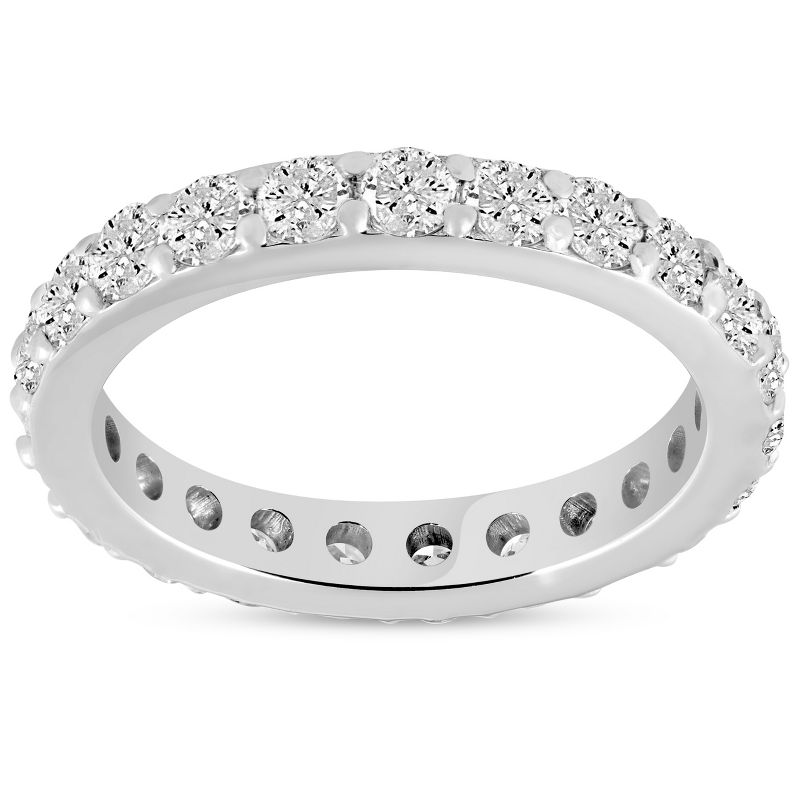 Pompeii3 1 1/2 ct Diamond Eternity Ring 14k White Gold Common Prong Stackable Band, 1 of 4