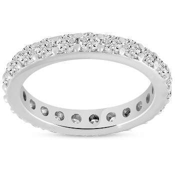 Pompeii3 1 1/2 ct Diamond Eternity Ring 14k White Gold Common Prong Stackable Band