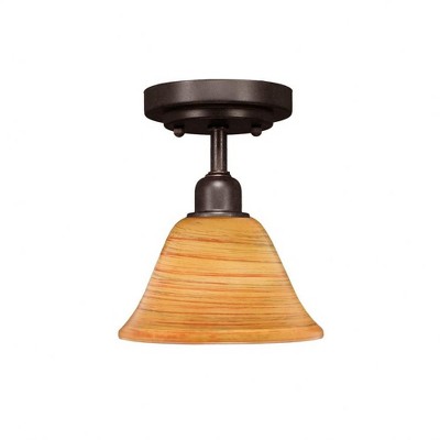 Toltec Lighting Vintage 1 - Light Flush Mount in  Dark Granite with 7" Firré Saturn Shade