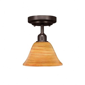 Toltec Lighting Vintage 1 - Light Flush Mount in  Dark Granite with 7" Firré Saturn Shade - 1 of 1