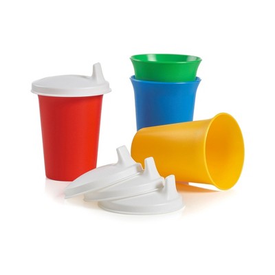 Tupperware Brand Tupperkids Feeding Set - Lime Aid, Tropical Water & Orange Peel Colors - Includes Divided Dish & Sip ‘N Care Sippy Cup