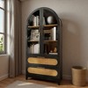 FONTOI 60" / 63" Arched Storage Cabinet with Glass Doors & Rattan Drawers, 5 Tier Display Cabinet for Living Room, Kitchen, Dining Room - 2 of 4